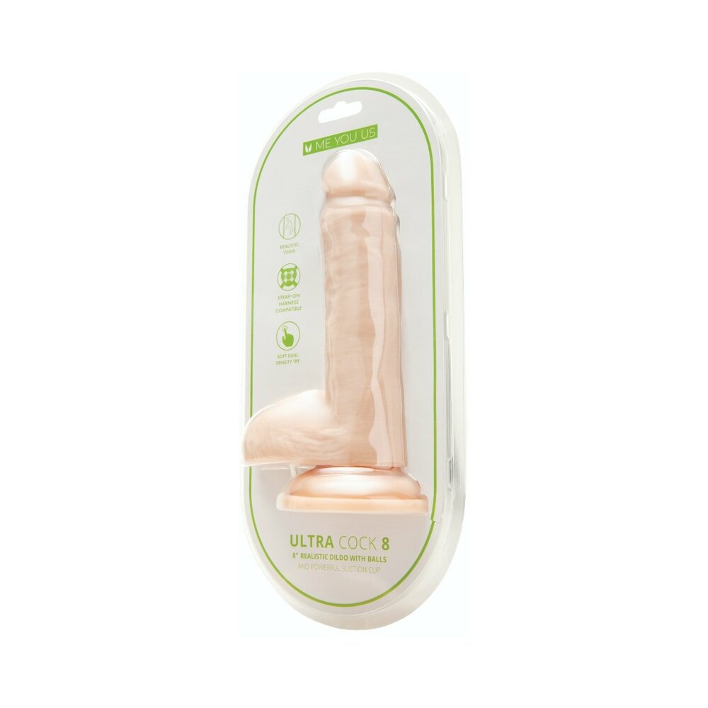 Me You Us Ultra Cock 8 " Realistic Dual Density Dildo with Balls Vanilla