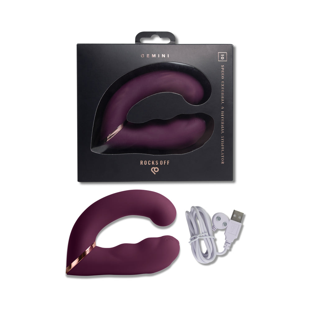 Rocks-Off Gemini Dual Stimulator Burgundy