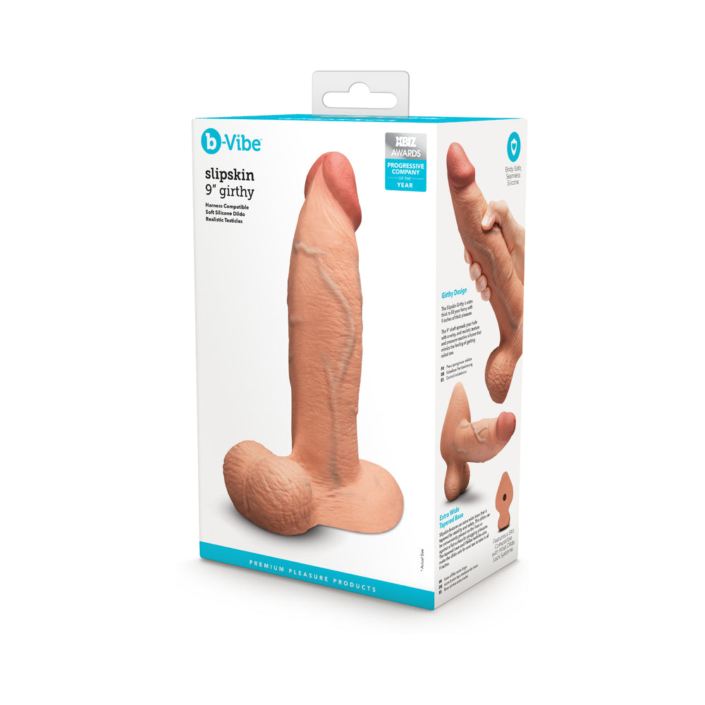 b-Vibe Slipskin Realistic Silicone Dildo 9 " Girthy Mocha
