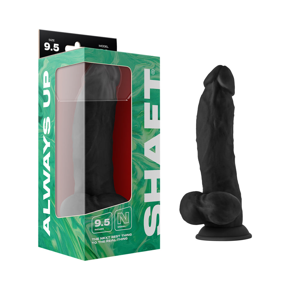 Shaft Model N 9.5 " Liquid Silicone Dong with Balls Black