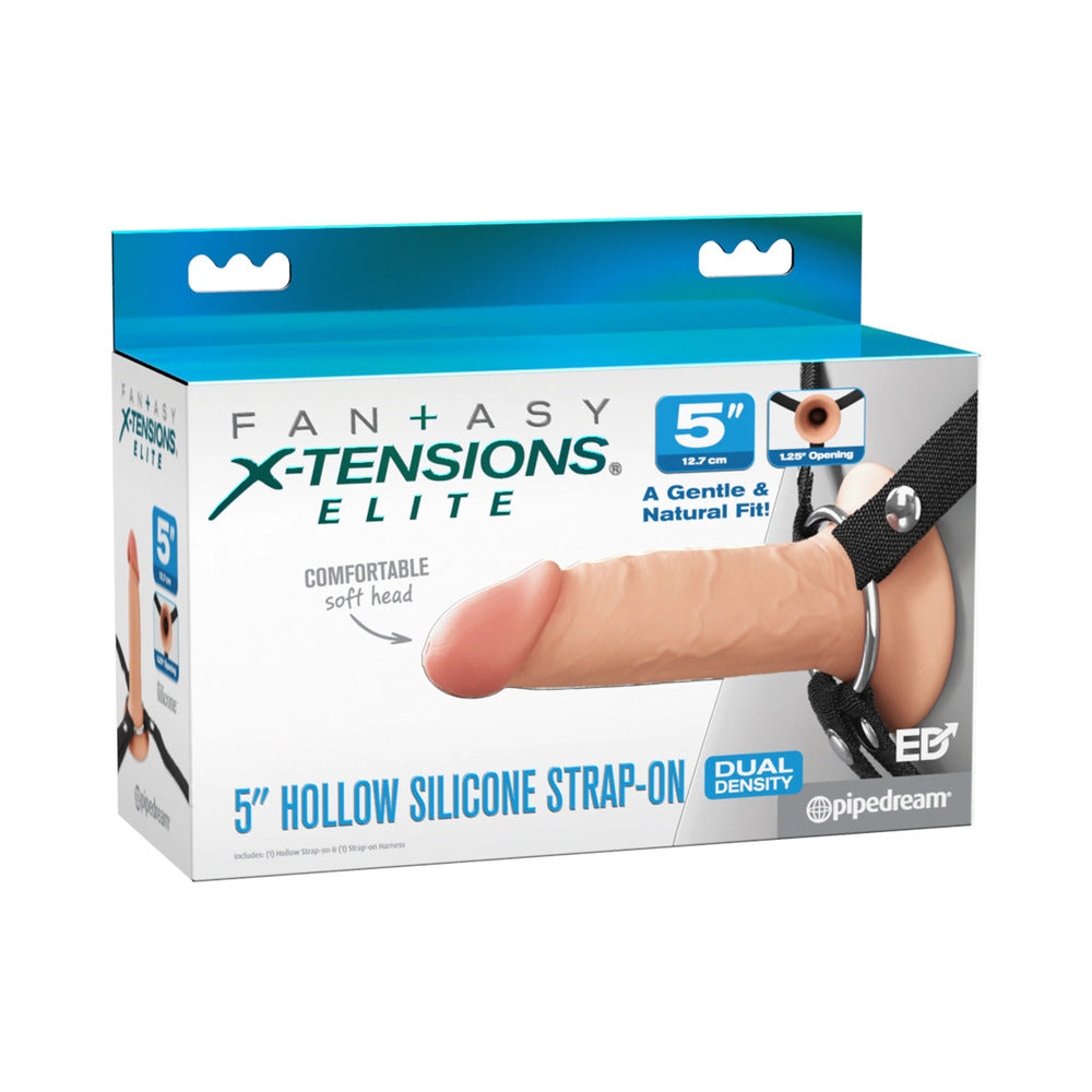 Fantasy X-Tensions Elite Silicone Hollow Strap-On Dual Density 5 " Light