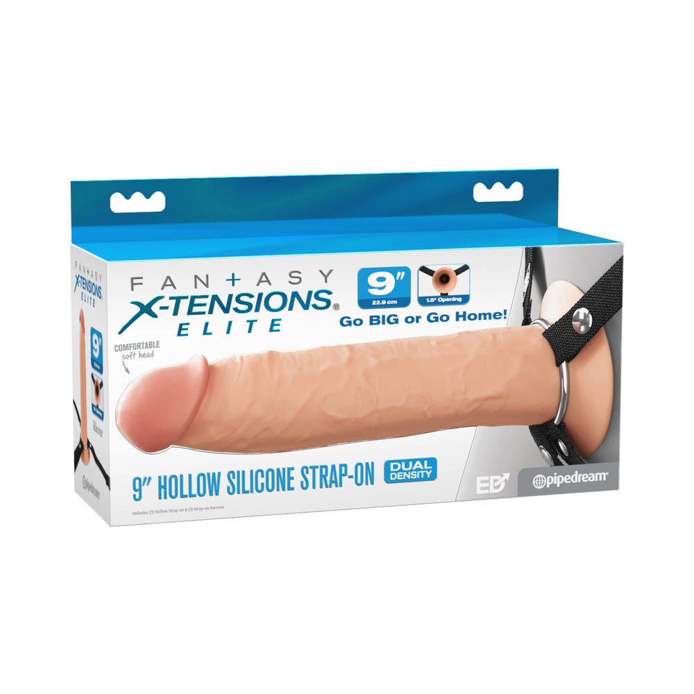 Fantasy X-Tensions Elite Silicone Hollow Strap-On Dual Density 9 " Light