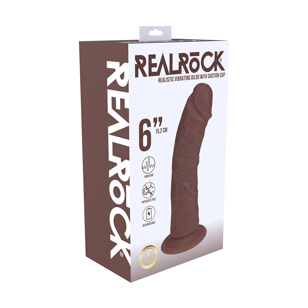 RealRock 6 " Vibrating Cock Curved Brown