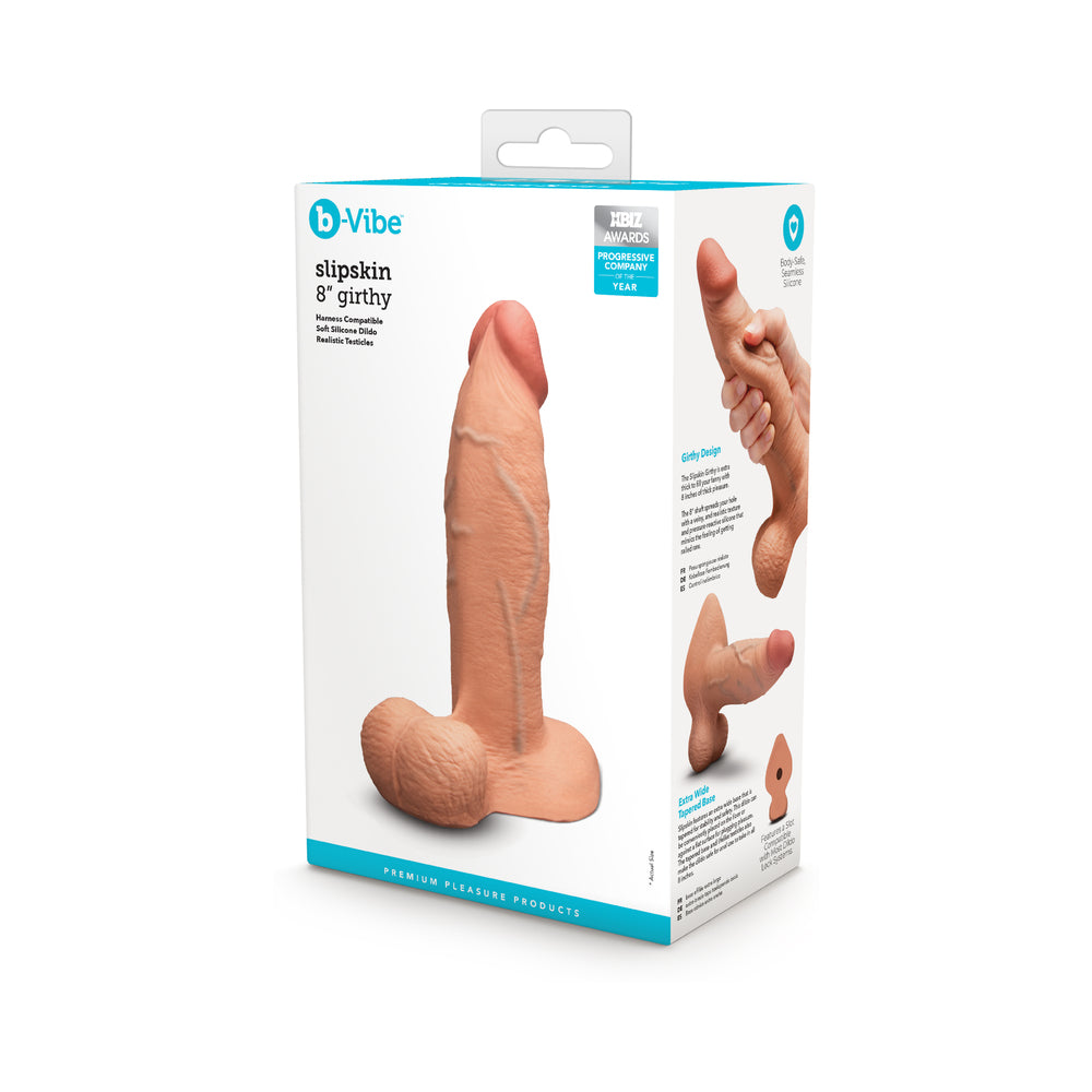 b-Vibe Slipskin Realistic Silicone Dildo 8 " Girthy Mocha