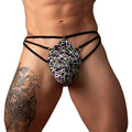 Male Power Gridlock'd Thong with Strap Print L/XL