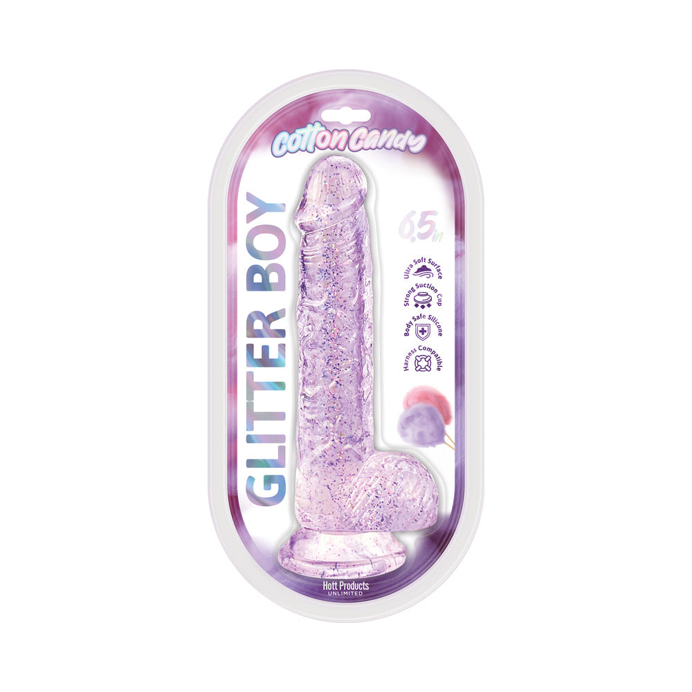 Cotton Candy Glitter Boy Jelly Glitter Dildo 6.5 " Pink