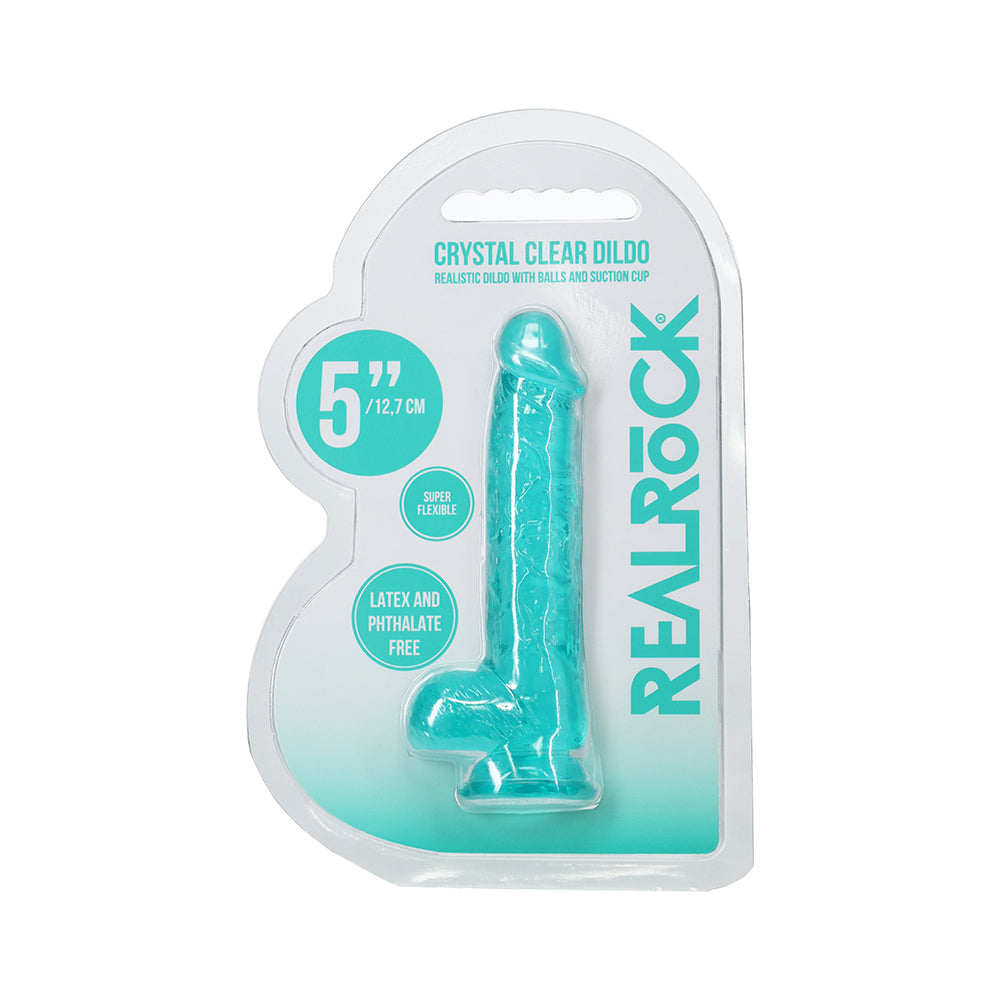 RealRock Realistic 5 " Dildo with Balls Turquoise