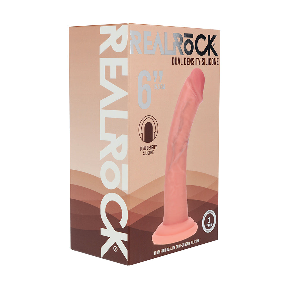 Realrock Dual Density Silicone Realistic Curved Dildo 6 " Beige